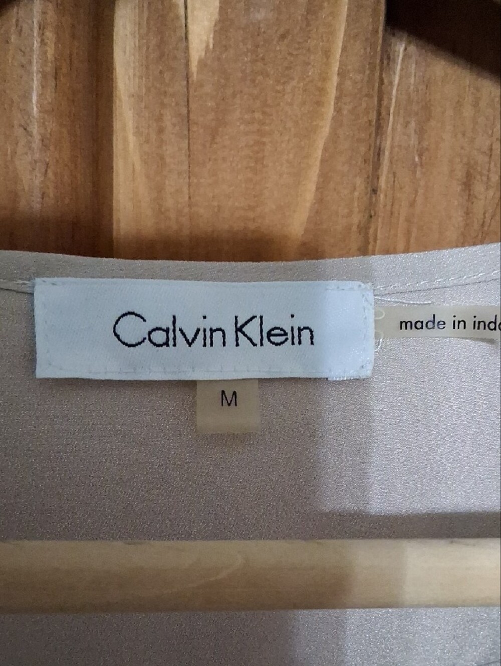 Calvin Klein Light Cream Sleeveless Zip V-Neck Tank - Picture 2 of 3